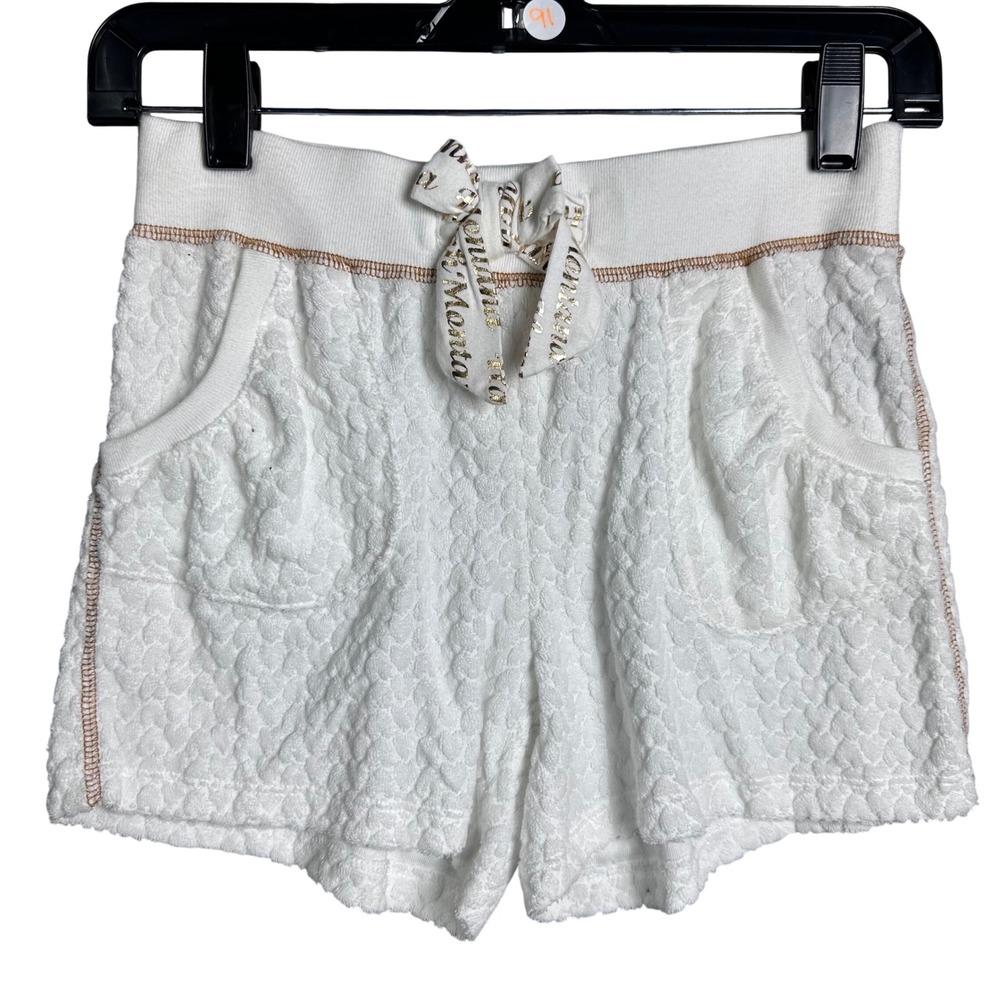 Hannah Montana White Textured Logo Drawstring Lounge Shorts girls y2k ‎ 
Disney